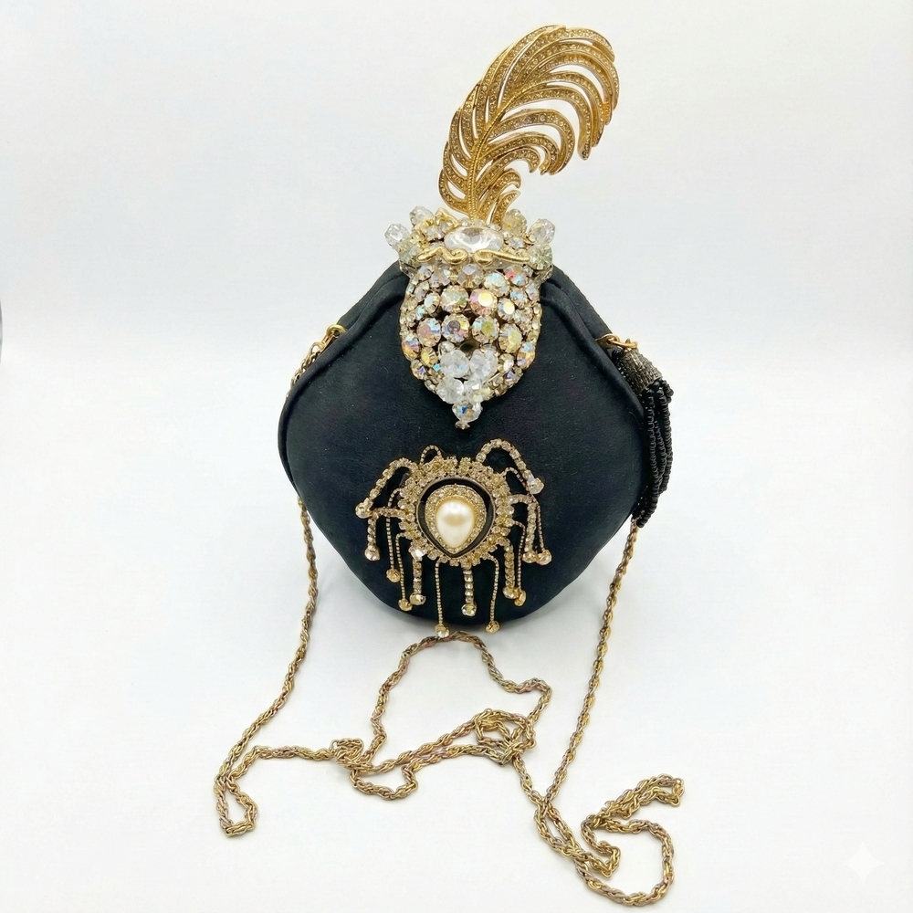Black and Gold Embellished Clutch